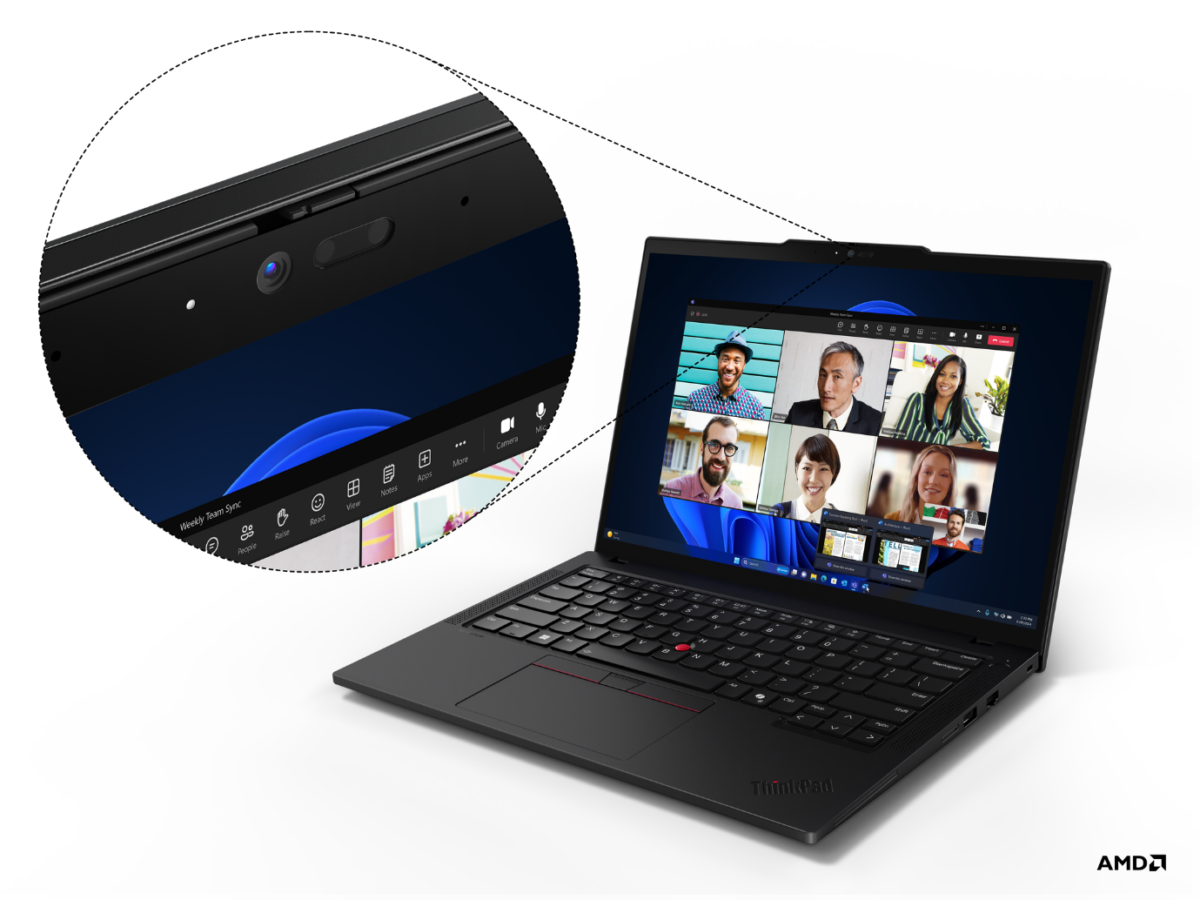 A computer with a screen showing a group of people
Description automatically generated